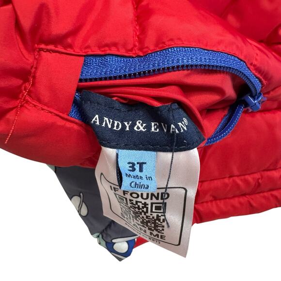ANDY & EVAN Reversible Space Hooded Puffer Jacket Size 3T Red Lined Pockets - Picture 4 of 5